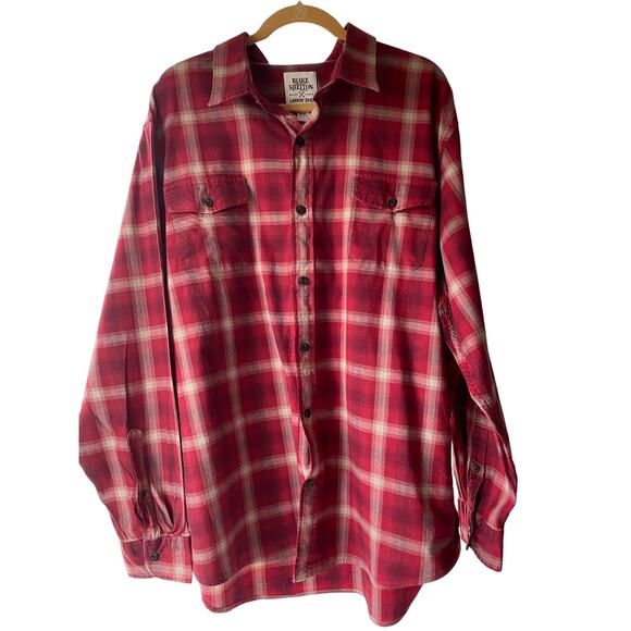 Lands' End Men's Size XXL Red Cream Plaid Blake Shelton Longsleeve Shirt - Picture 1 of 7